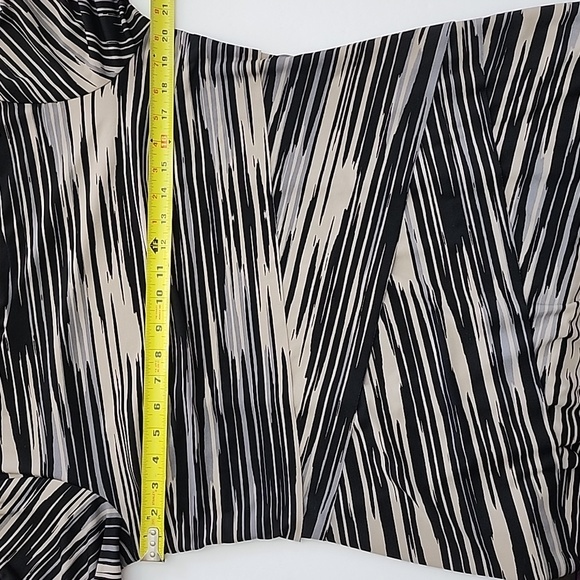 Connected Apparel Tiered Sheath Dress  Beige Black Stripes 1/2 Sleeves Size 16 - Picture 11 of 15